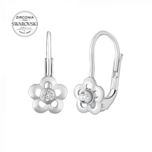SILVEGO stříbrné dětské náušnice květinky se Swarovski® Zirkony - SILVEGOB70164SW