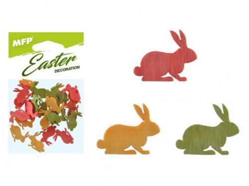 MFP dekorace zajíc barevný 24ks 2cm mix