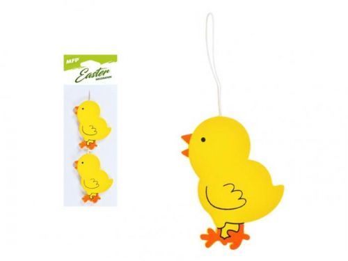 MFP kuře 2ks dřevo závěs 6,5cm žluté