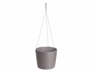Nohelgarden Květník závěsný RATO ROUND WS plastový hnědo šedý d26x22cm