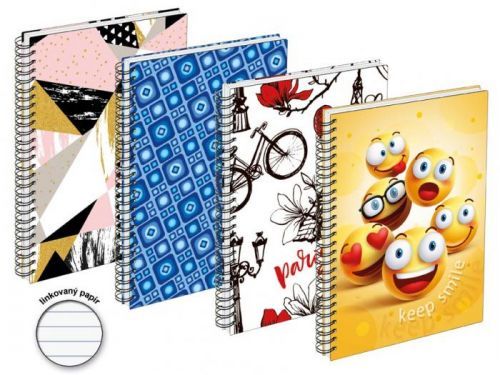 MFP blok se spirálou A6 linka, 80 listů, mix