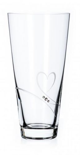 Diamante skleněná váza s motivem srdce Romance 25 cm