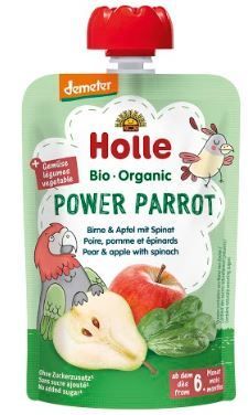 Holle Bio pyré- Power Parrot - Hruška s jablkem a špenátem 100g