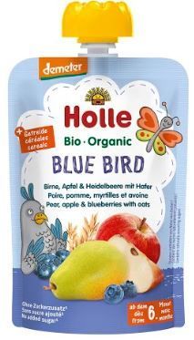 Holle Bio pyré - Blue bird- Hruška, jablko a borůvky s vločkami 100g