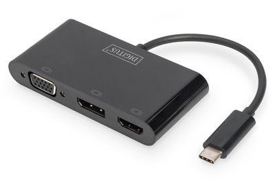 DIGITUS USB-C™ 3v1 adaptér pro tři monitory  (HDMI, DP, VGA), DA-70859