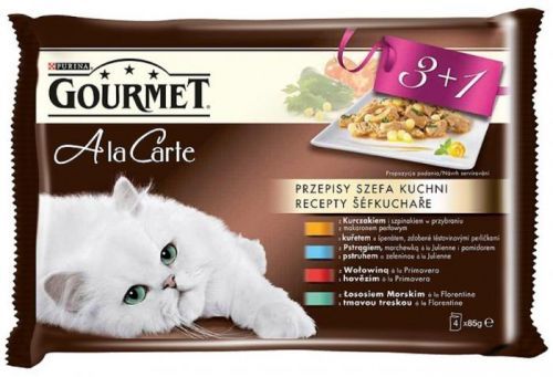 Gourmet A la Carte Multipack (kuře, hovězí, pstruh, tmavá treska) 4x85g