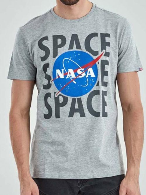 Pánske tričko s potlačou SpaceX šedá s