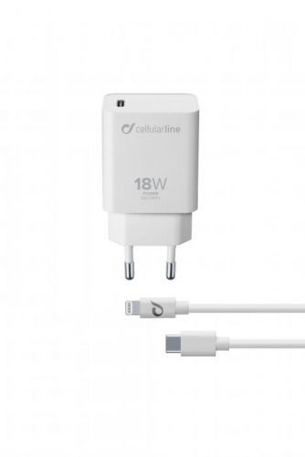 Rychlá nabíječka do sítě pro iPhone a iPad - Cellularline, Charger Kit 18W + Lightning kabel