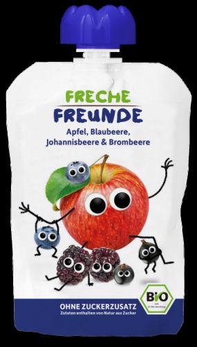 Freche Freunde BIO Ovocná kapsička jablko, borůvka, černý rybíz a ostružina