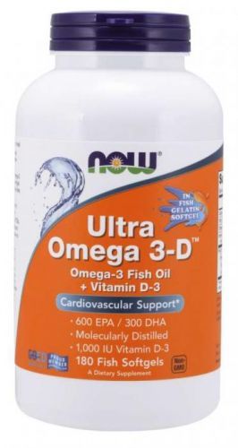 NOW® Foods NOW Ultra omega-3 s vitaminem D, 180 softgelových kapslí
