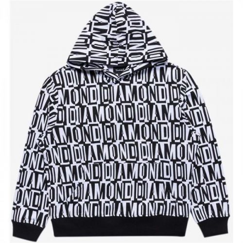 mikina DIAMOND - Jumbled Oversized Hoodie White (WHT) velikost: M