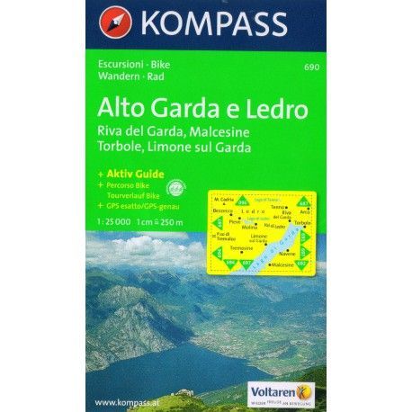 Kompass 690 Alto Garda, Ledro, Riva del Garda, Malcesine, Torbole 1:25 000 turistická mapa
