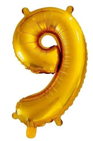 Balónek narozeninový - nafukovací č.9 zlatý - 35 cm 6808-9G