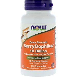 NOW® Foods NOW BerryDophilus Extra Strength, 50 žvýkacích pastilek