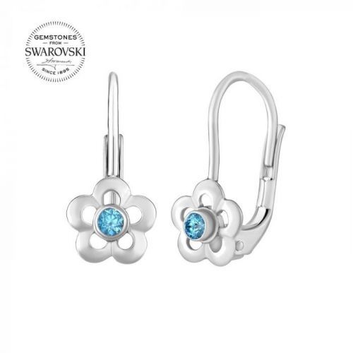 SILVEGO stříbrné náušnice pomněnky s přírodním modrým topazem Swarovski® Gemstones - SILVEGOB70164B