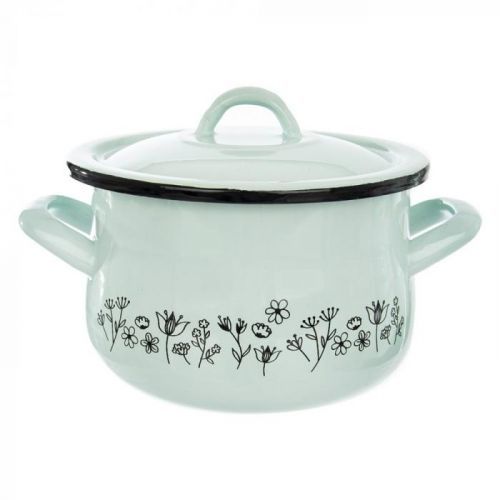 Mátově zelený smaltovaný hrnec s poklicí Orion Meadow, 2,2 l