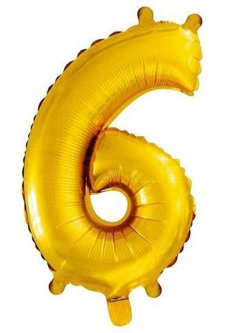 Balónek narozeninový - nafukovací č.6 zlatý - 35 cm 6808-6G