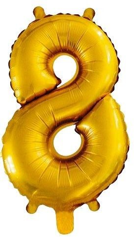 Balónek narozeninový - nafukovací č.8 zlatý - 35 cm 6808-8G