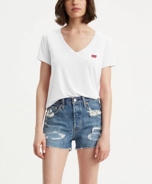 Levis dámské tričko s výstřihem a logem 85341-0002 Bílá M