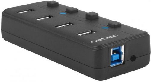 NATEC Mantis 2 aktivní rozbočovač s funkcí nabíjení 4x USB 3.0 HUB, vypínač, napájecí adaptér (Z29314)