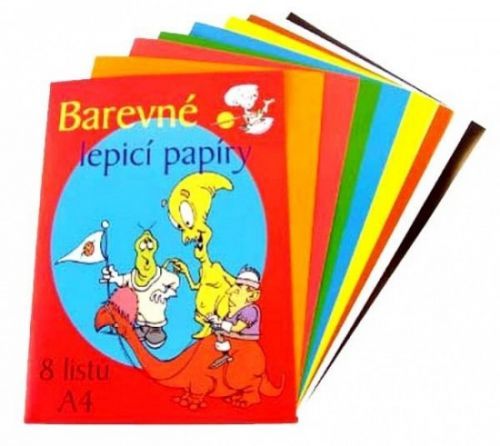 Barevné papíry lepicí složka 8 listů