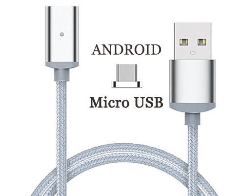 Garas - Magnetický USB kabel stříbrný - Micro USB koncovka