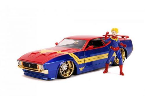 Jada Toys | Avengers - Marvel Hollywood Rides Diecast Model 1/24 1973 Ford Mustang Mach 1 s figurkou Captain Marvel