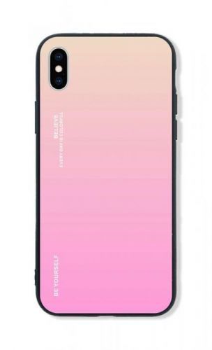 Kryt TopQ LUXURY iPhone XS pevný duhový meruňkový 48880