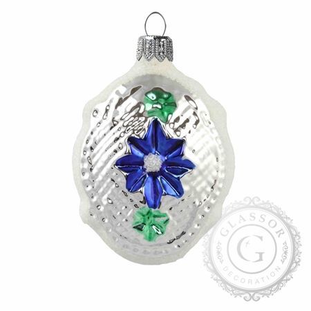 Medailon stříbrný s modrou květinou