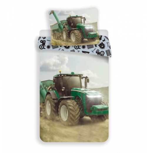 Jerry Fabrics Bavlněné povlečení 140x200 + 70x90 cm - Traktor 