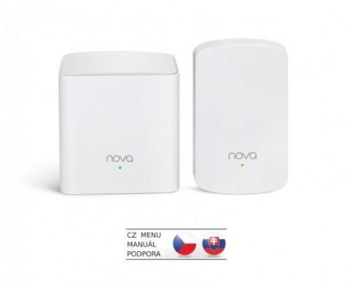 Tenda Nova MW5 (2-pack) WiFi AC1200 Mesh system Dual Band, 2x GLAN/GWAN, další 1x LAN, SMART CZ app