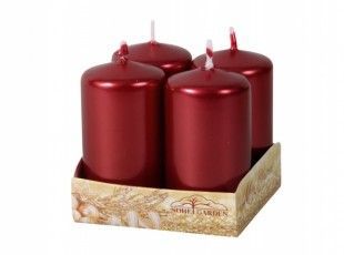 Nohelgarden Svíčka adventní metalická lesklá d4x6cm 4ks