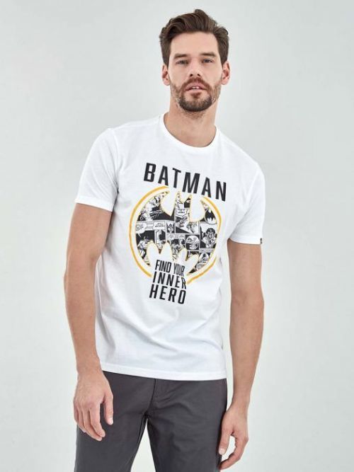 Pánske tričko s potlačou Batman biele S