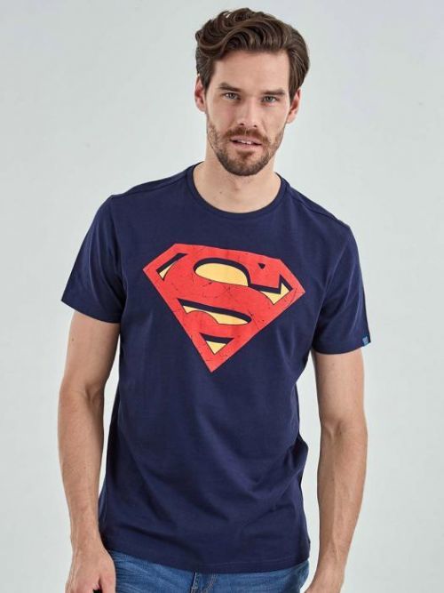 Pánske tričko s potlačou Superman tmavo modré S
