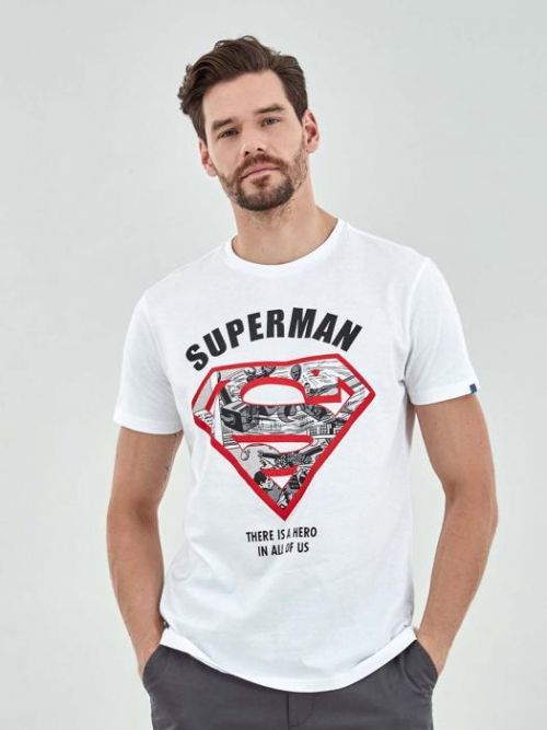 Pánske tričko s potlačou Superman biele S