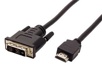 DVI kabel, DVI-D M/ HDMI M, 2m