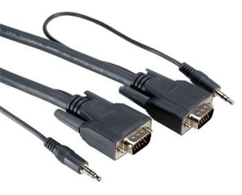 VGA kabel propojovací M/M  + jack 3,5 M/M 6m stíněný