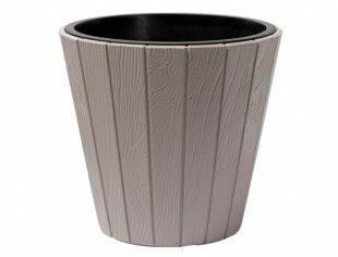 Nohelgarden Obal na květník WOODE plastový hnědošedý d49x46cm
