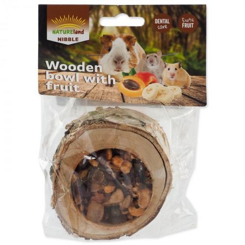 Miska NATURE LAND Nibble plněná ovocem dřevěná 120g