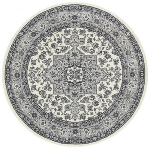 Nouristan - Hanse Home koberce Kruhový koberec Mirkan 104107 Cream/Grey - 160x160 (průměr) kruh cm Šedá