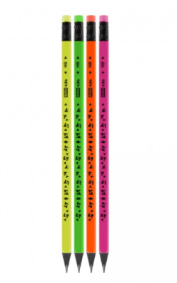 EASY Trojhranná tužka s gumou Fluo - mix barev