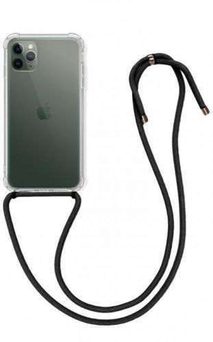 Kryt TopQ iPhone 11 Pro silikon s černou šňůrkou průhledný 49692
