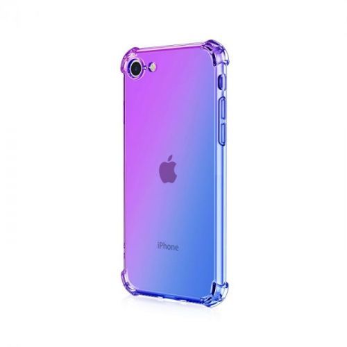 Kryt TopQ iPhone SE 2020 silikon Shock duhový fialovo-modrý 49624