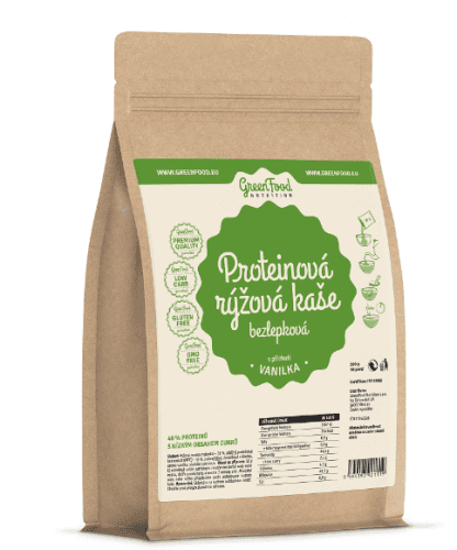 GreenFood Nutrition Proteinová rýžová kaše bezlepková vanilka 500g