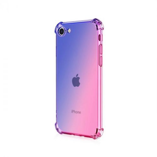 Kryt TopQ iPhone SE 2020 silikon Shock duhový modro-růžový 49628