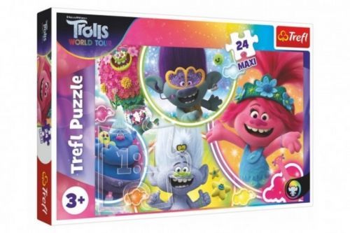 Puzzle maxi 24 dílků Hudební svět Trollů/Trolls world tour 60x40cm