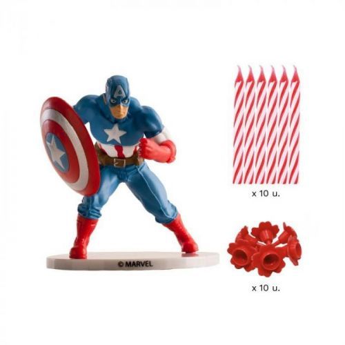 Figurka na dort kapitán Amerika a svíčky 10ks - Dekora