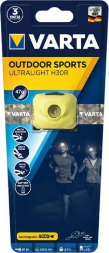 Čelová svítilna VARTA 18631 limetková, OUTDOOR SPORTS Ultralight, LED3W nabíjecí