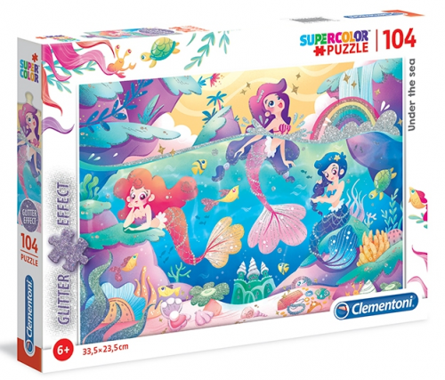 Clementoni 20149 - Puzzle Supercolor Glitter 104 Pod mořem