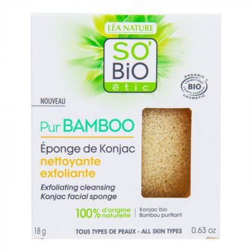 Houbička konjac s bambusem – exfoliační čištění pleti – řada Pur BAMBOO 18 g SO’BIO étic
